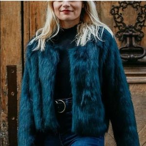 Free people Frankie fur coat in moss green